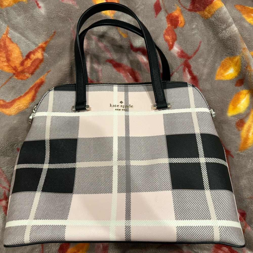 Authentic Kate Spade Black, Pink and White Plaid Women's Bag